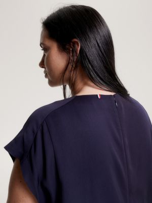 Curve Maxi-Hemdkleid aus Twill | Blau | Tommy Hilfiger | Druckkleider