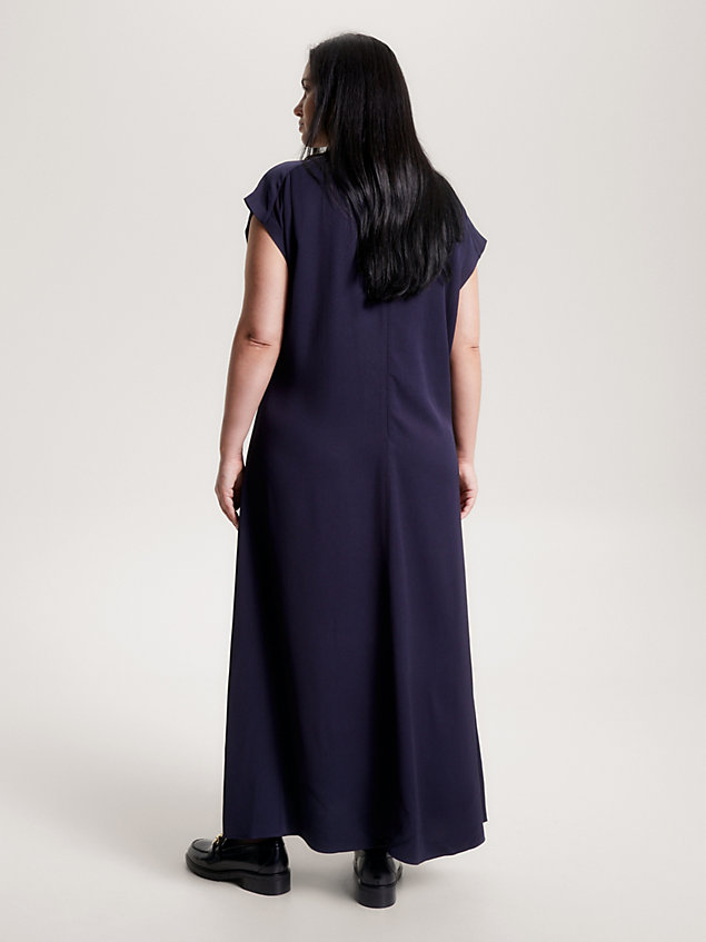blue sukienka midi curve z długim rękawem dla kobiety - tommy hilfiger