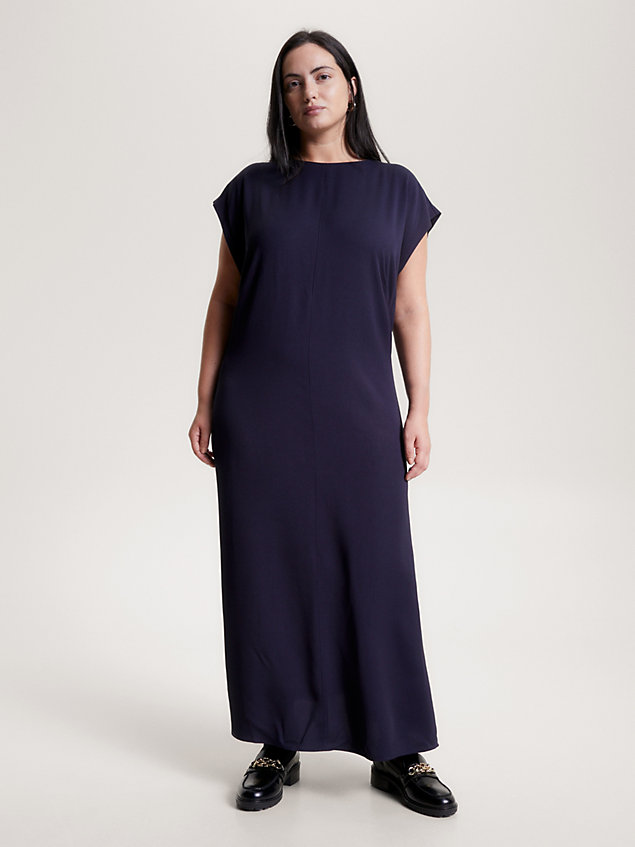 blue sukienka midi curve z długim rękawem dla kobiety - tommy hilfiger