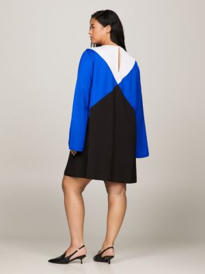 Curve Fit-and-Flare-Kleid im Color Block-Stil | Blau | Hilfiger Tommy