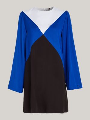 Curve Blau im Color Hilfiger | Fit-and-Flare-Kleid Block-Stil | Tommy