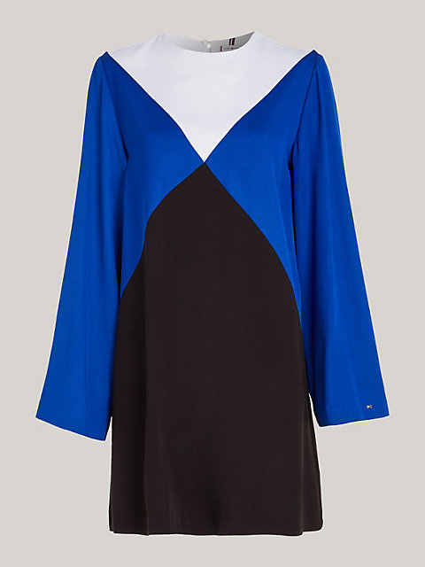 blue curve argyle colour-blocked fit and flare dress for women tommy hilfiger