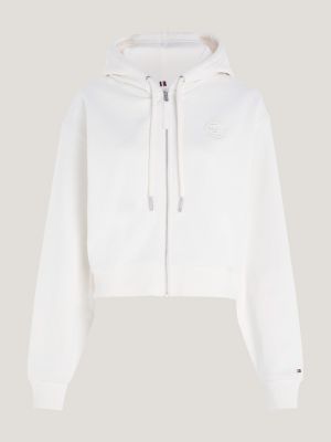 Tommy hilfiger white outlet zip up hoodie