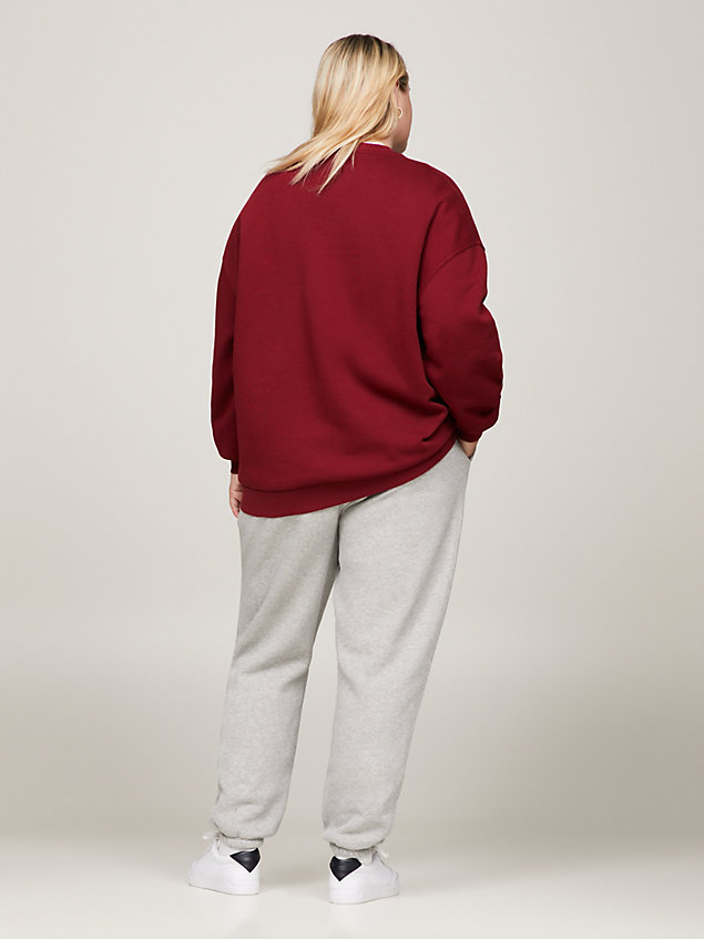 red curve relaxed fit sweatshirt mit th-monogramm für damen - tommy hilfiger