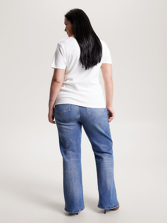 white curve organic cotton v-neck slim t-shirt for women tommy hilfiger