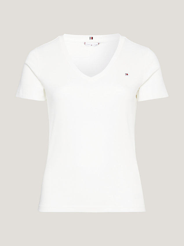 white wąski t-shirt curve z bawełny organicznej dla kobiety - tommy hilfiger