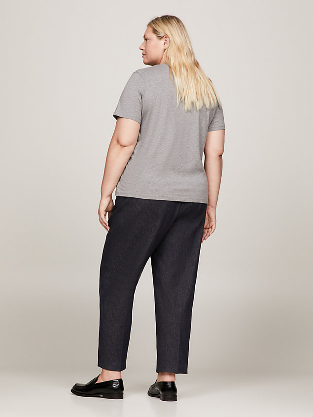grey curve logo crew neck t-shirt for women tommy hilfiger