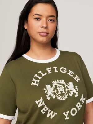 T-Shirt Grün | Tommy Hilfiger Curve mit | Varsity-Logo
