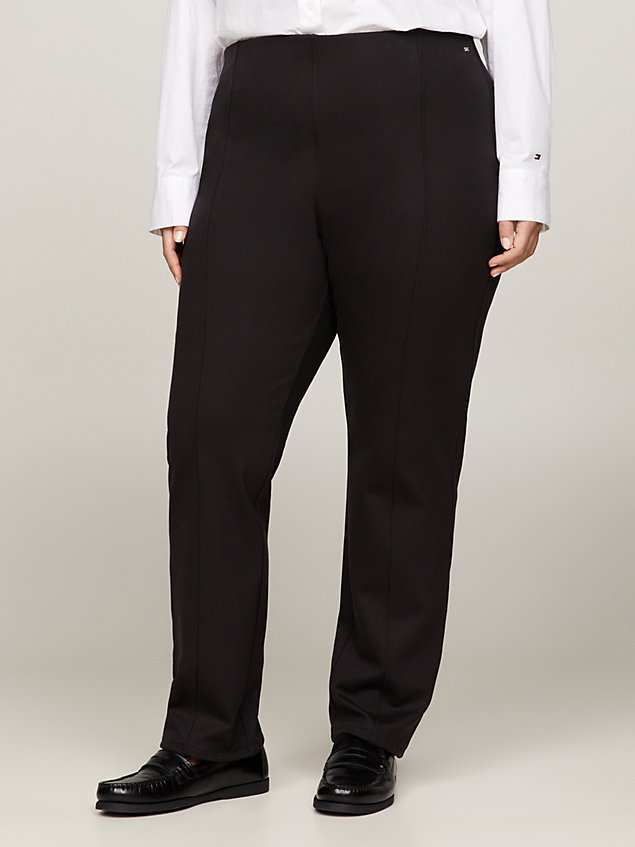 black curve elevated slim fit trousers for women tommy hilfiger