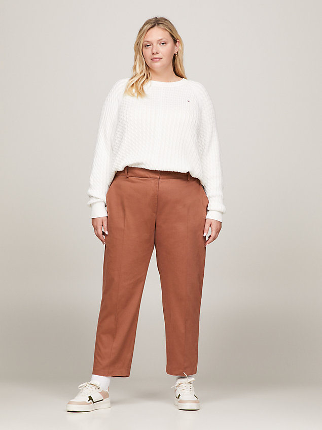brown curve essential slim fit straight leg chinos for women tommy hilfiger