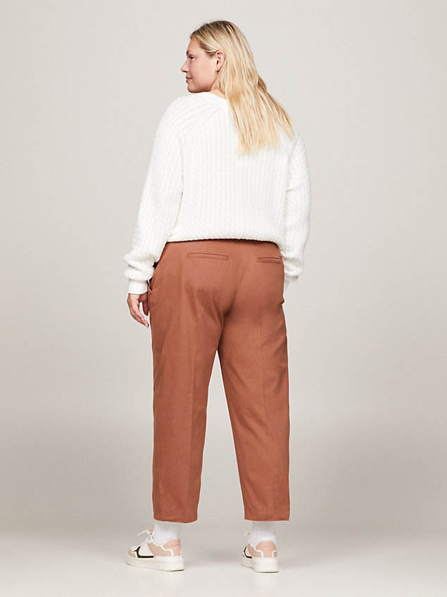 brown curve essential slim fit straight leg chinos for women tommy hilfiger
