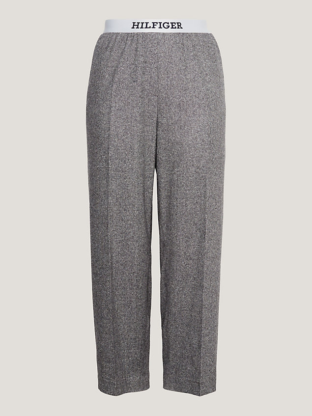 grey curve pull-on logo trousers for women tommy hilfiger