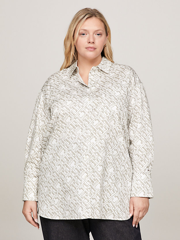 Curve TH Monogram Oversized Fit Shirt | White | Tommy Hilfiger