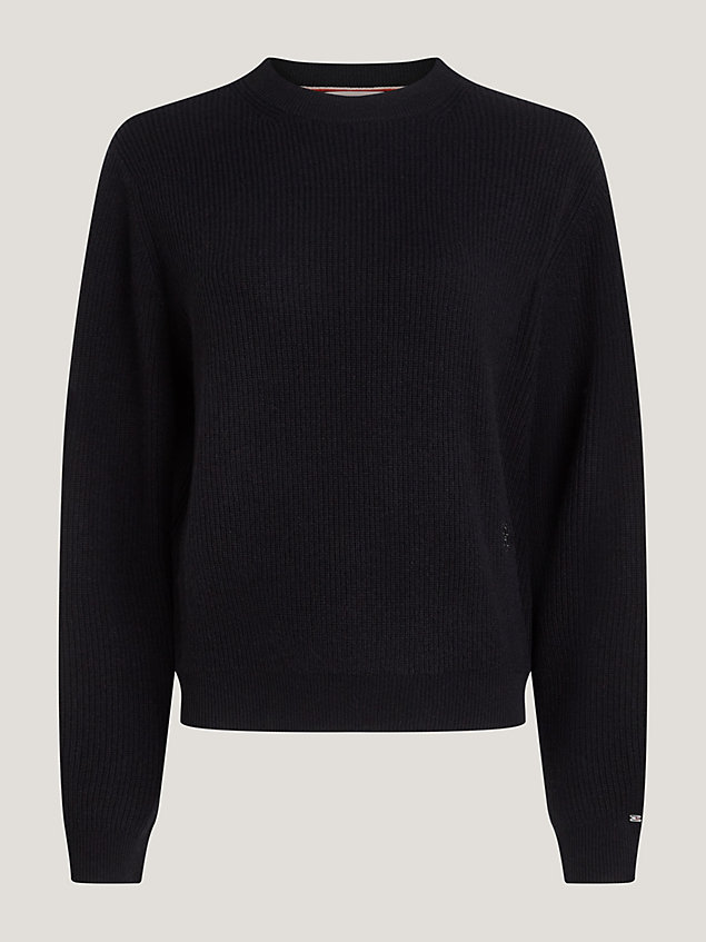 black curve geribde relaxed fit trui voor dames - tommy hilfiger