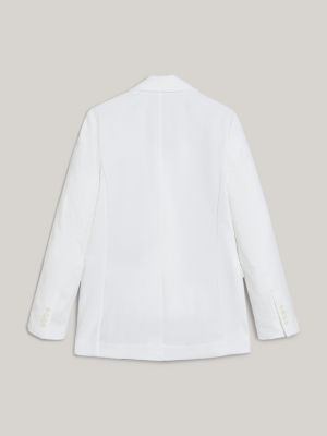 blazer doppiopetto oversize in piqué bianco da donne tommy hilfiger