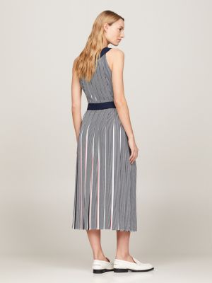 Denim Contrast Stripe Midi Dress