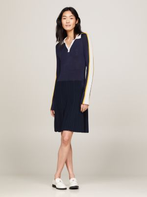 Crest Slim Fit Ribbed Polo Dress | Blue | Tommy Hilfiger