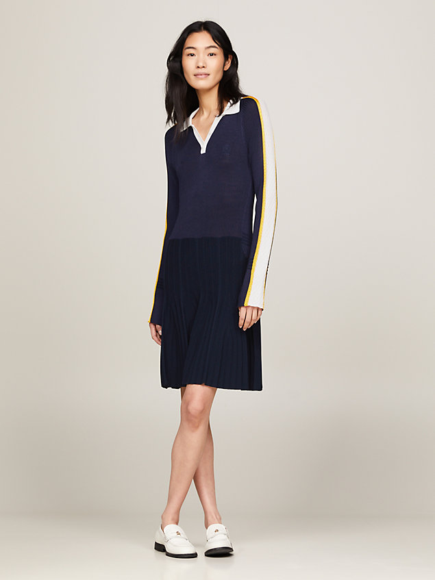 blue crest slim fit ribbed polo dress for women tommy hilfiger