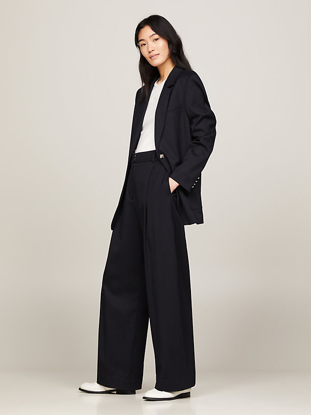 blue crest wide leg tailored chinos for women tommy hilfiger