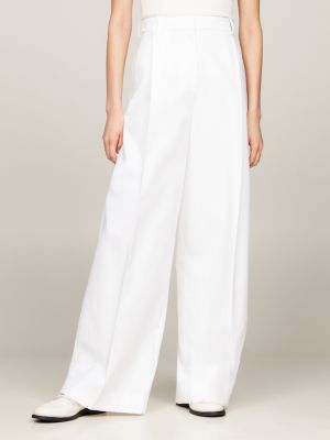white crest bootcut fit hose aus piqué für damen - tommy hilfiger