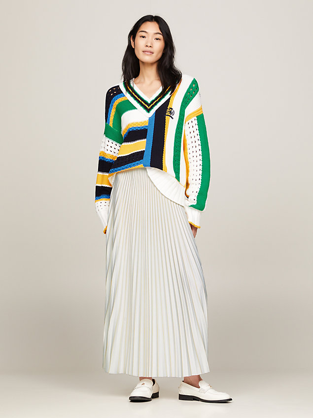 white pleated maxi skirt for women tommy hilfiger