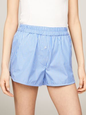 shorts straight fit a righe ithaca con stemma blu da donne tommy hilfiger