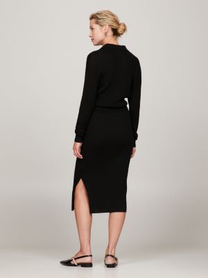 Ribbed knit dress with opening