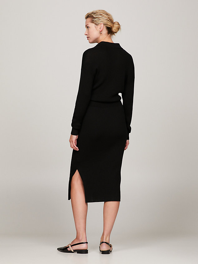 black rib-knit polo sweater dress for women tommy hilfiger