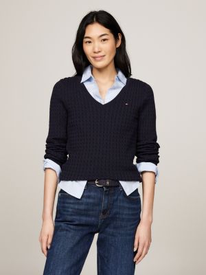 Donkerblauwe tommy hilfiger trui dames sale