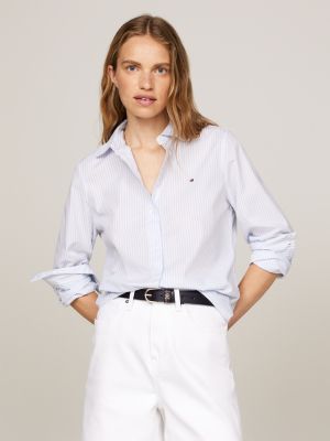 camisa essential regular de rayas blue de mujeres tommy hilfiger