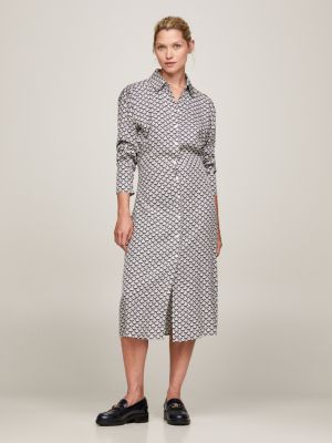 Grey midi hot sale shirt dress