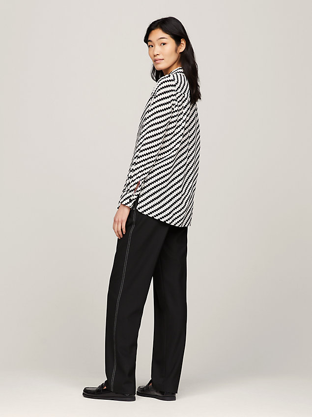 white jagged stripe print regular fit shirt for women tommy hilfiger