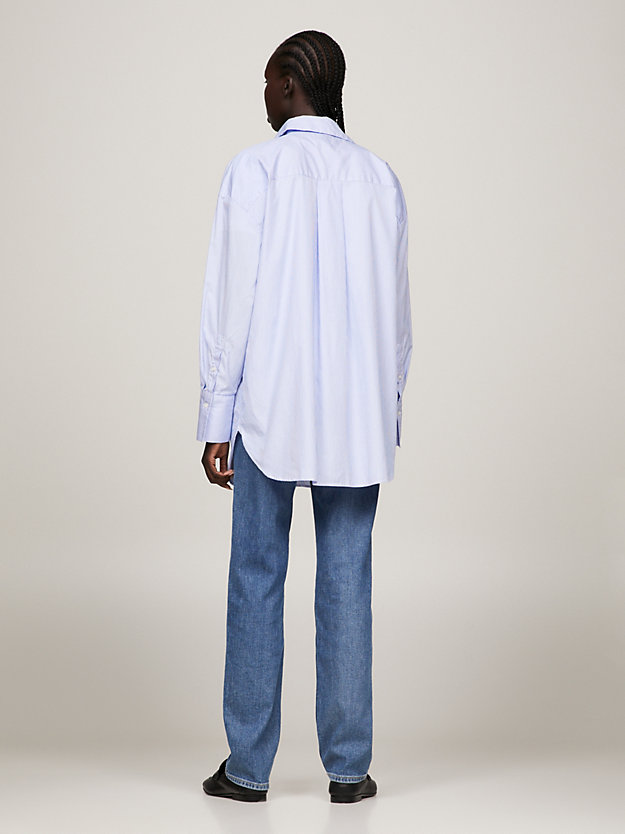 blauw essential gestreept oversized fit overhemd voor dames - tommy hilfiger