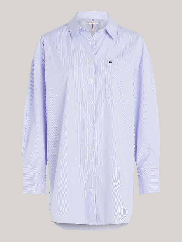 blauw essential gestreept oversized fit overhemd voor dames - tommy hilfiger
