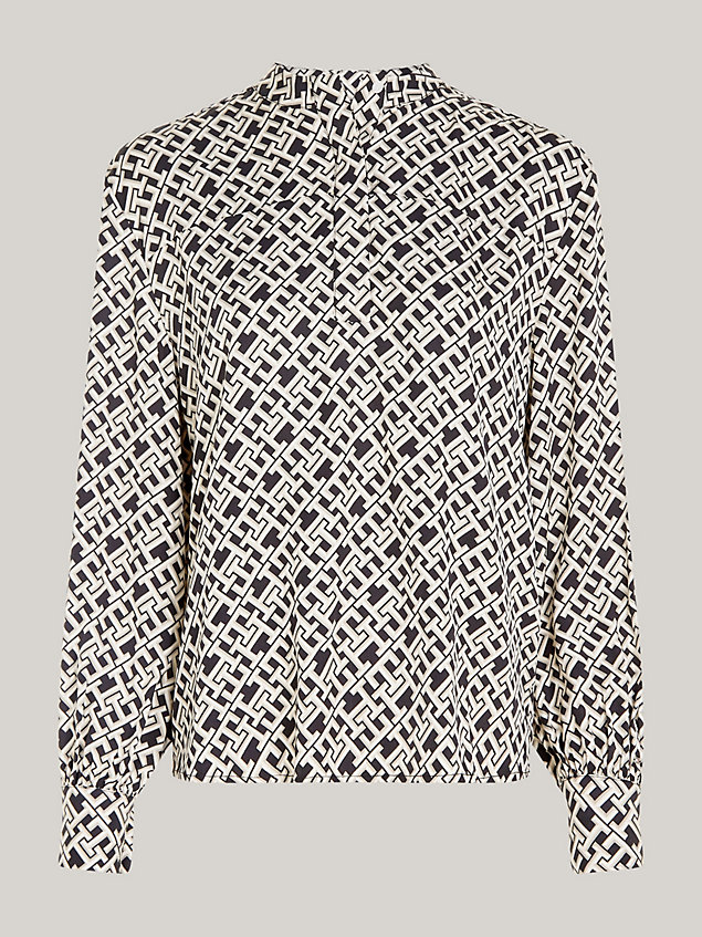 black th monogram relaxed fit blouse voor dames - tommy hilfiger