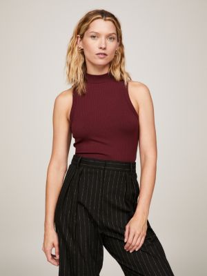 Mock neck shop ribbed top