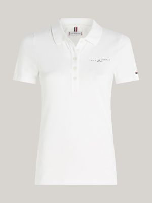 Signature Logo Slim Fit Polo, White