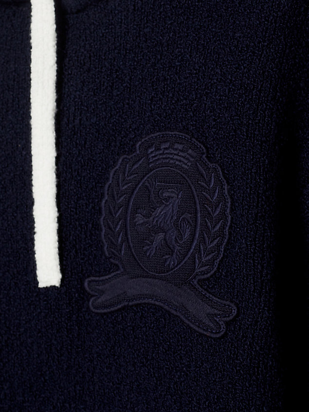 blue crest knit hoody for women tommy hilfiger