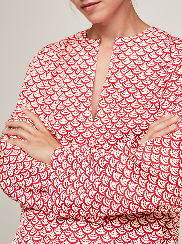 red relaxed fit bluse mit geometrischem muster für damen - tommy hilfiger