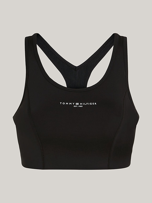 black sport essential signature medium support bra for women tommy hilfiger