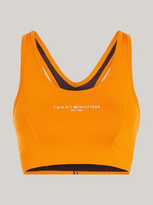Sport Essential Signature Skinny Medium Support Bra | Orange | Tommy ...