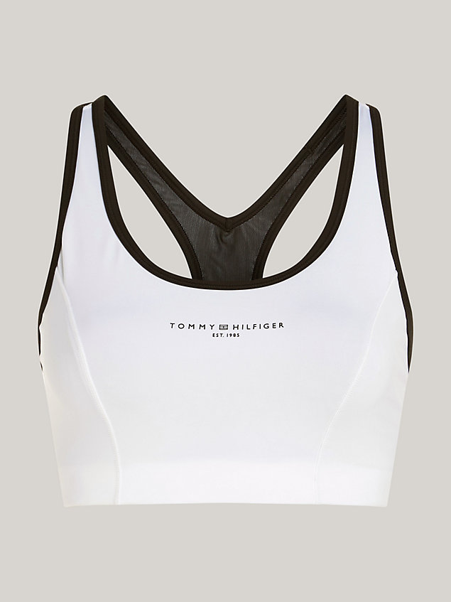 white sport essential signature medium support bra for women tommy hilfiger