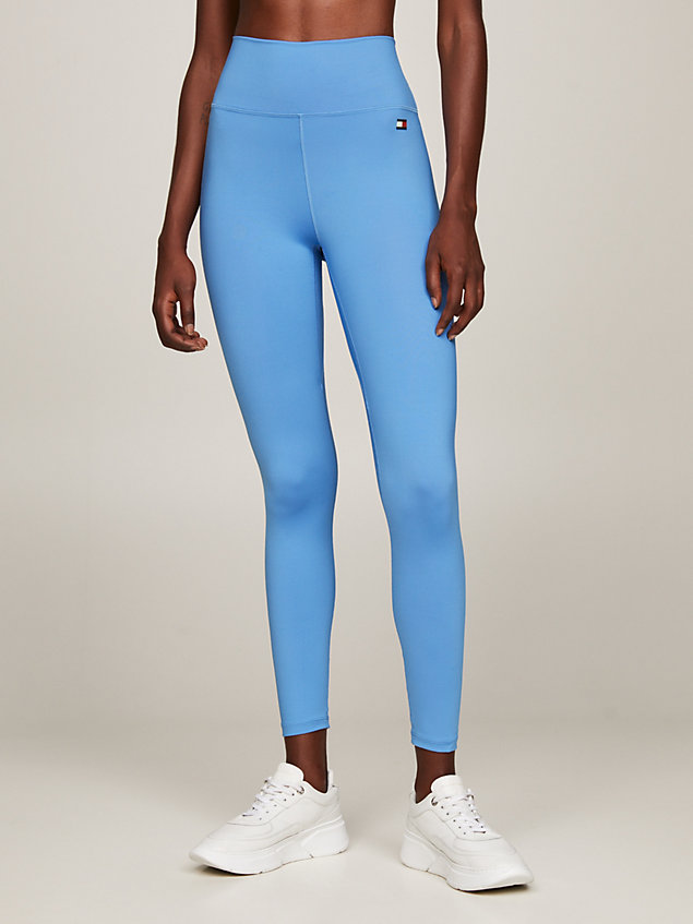 blue obcisłe legginsy essential o długości 7/8 dla kobiety - tommy hilfiger