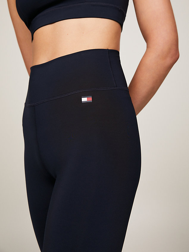 blue sport essential mid rise 7/8 length leggings for women tommy hilfiger