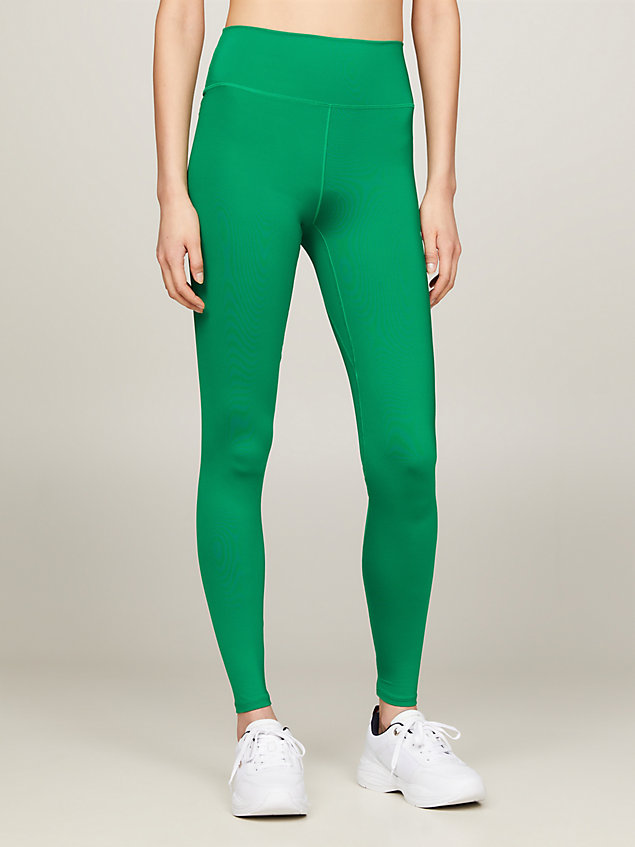 green sport essential medium rise lange legging voor dames - tommy hilfiger