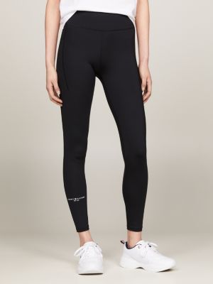 TOMMY HILFIGER SPORT Womens Black Color Block Active Wear Leggings