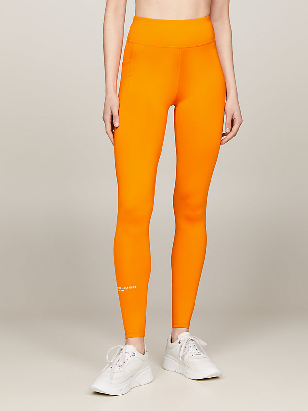 orange sport essential lange medium rise legging voor dames - tommy hilfiger