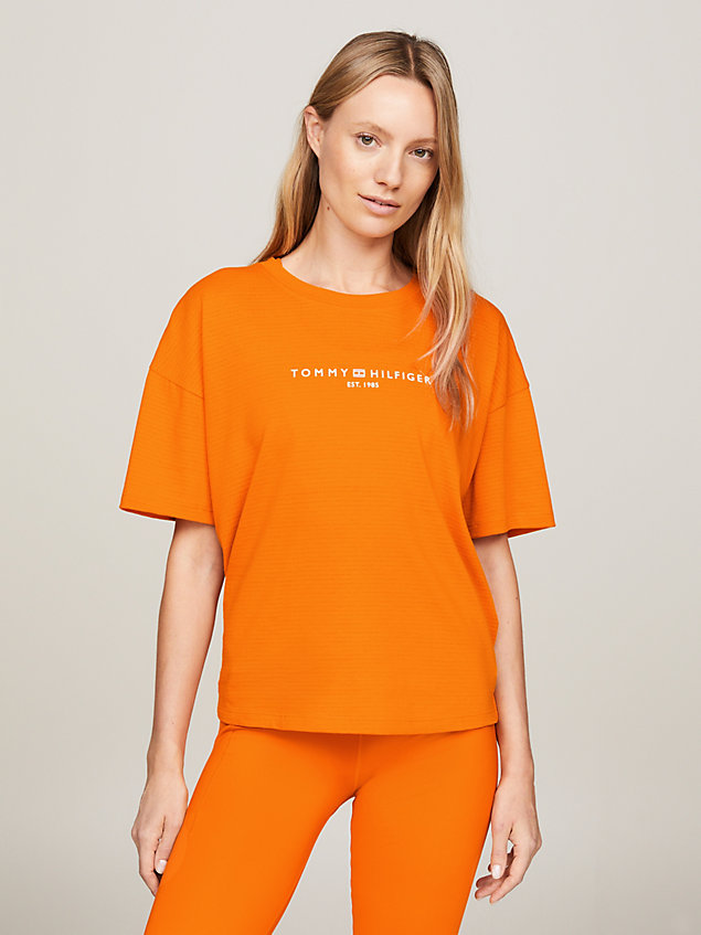 orange sport essential th cool relaxed t-shirt voor dames - tommy hilfiger