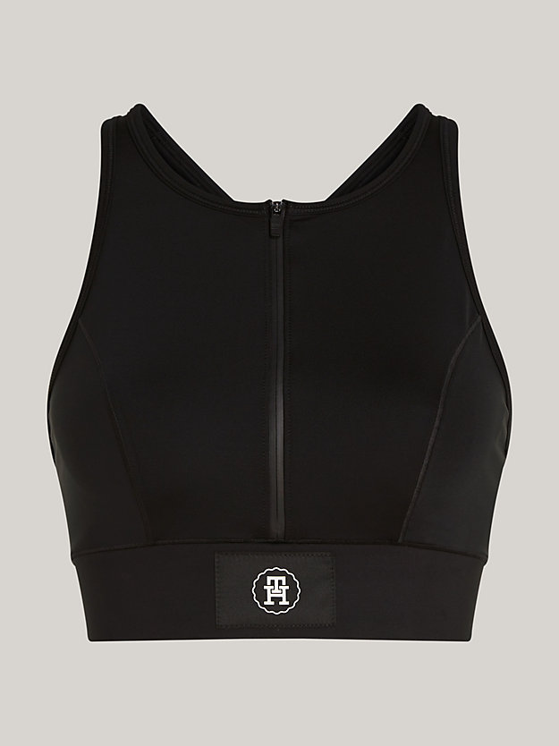 black sport zip medium support bra for women tommy hilfiger