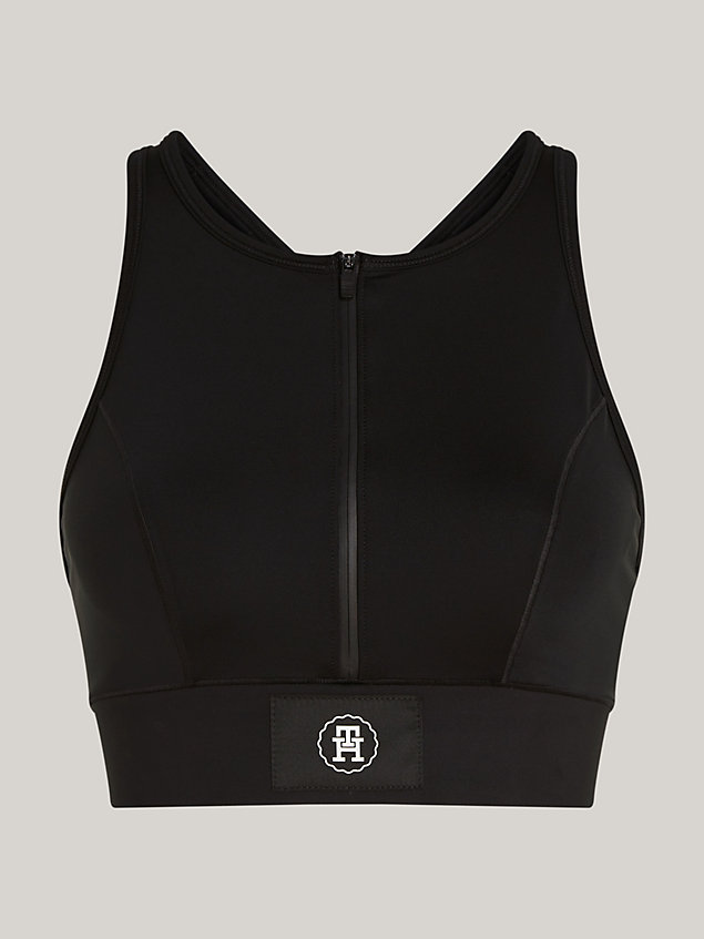 black sport zip medium support bra for women tommy hilfiger
